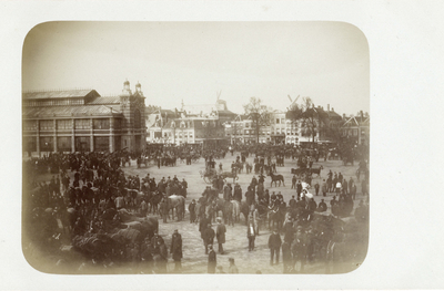 604525 Gezicht op het Vredenburg te Utrecht, tijdens de paardenmarkt.